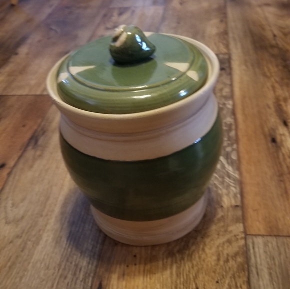 Vintage RARE Rowe Pottery Works Green Glaze Container 6 pounds 11.5" Height x 7" - Picture 8 of 8